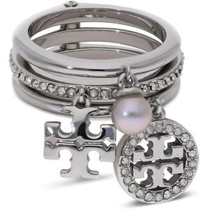 Ring Tory Burch Miller Pave Charm Ring 76348 Tory Silver/Crystal/Pearl 047 6 female