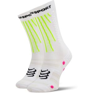 Hohe Unisex-Socken Compressport Aero XU00054B White/Safe Yellow/Neo Pink 42_44 unisex