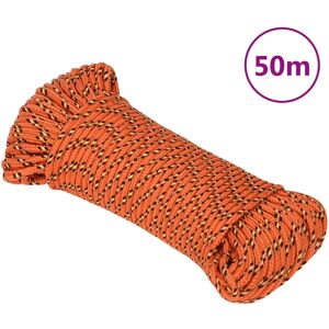 vidaXL Bootsseil Orange 3 mm 50 m Polypropylen