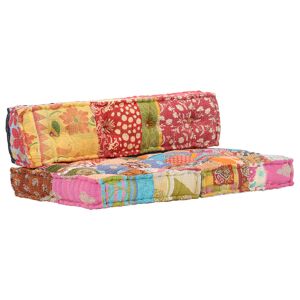 vidaXL Pouf Patchwork Stoff - Mehrfarbig