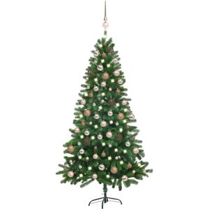 vidaXL Künstlicher Weihnachtsbaum mit Beleuchtung & Kugeln 180 cm Grün - Grün