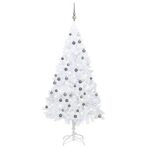 vidaXL Künstlicher Weihnachtsbaum mit Beleuchtung & Kugeln Weiß 180 cm - Weiß