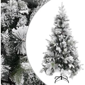 vidaXL Weihnachtsbaum mit Zapfen Beschneit 225 cm PVC & PE - Grün