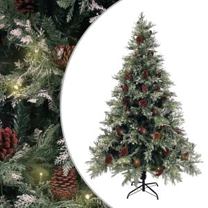 vidaXL Weihnachtsbaum mit Beleuchtung und Kiefernzapfen 120 cm PVC&PE - Grün