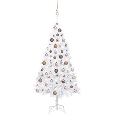 vidaXL Weiß 120cm Vorbeleuchteter PVC Weihnachtsbaum mit Kugeln vidaXL Weiß 120cm Vorbeleuchteter PVC Weihnachtsbaum mit Kugeln