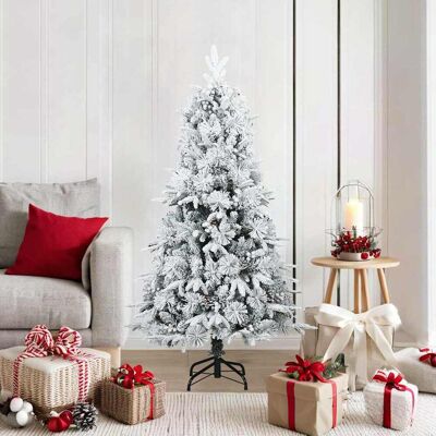 vidaXL Künstlicher Scharnier-Weihnachtsbaum schneebedeckt Weiß 150 cm - Weiß vidaXL Künstlicher Scharnier-Weihnachtsbaum schneebedeckt Weiß 150 cm - Weiß