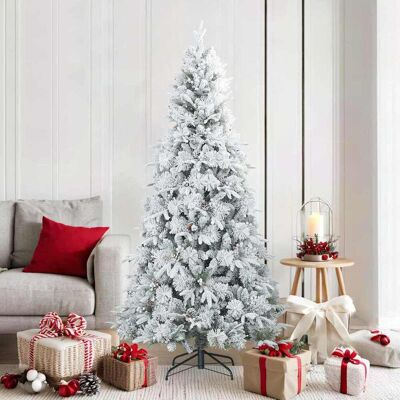 vidaXL Künstlicher Scharnier-Weihnachtsbaum schneebedeckt Weiß 180 cm - Weiß vidaXL Künstlicher Scharnier-Weihnachtsbaum schneebedeckt Weiß 180 cm - Weiß