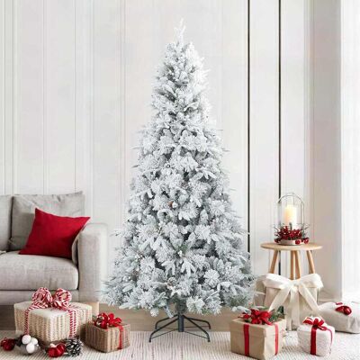 vidaXL Künstlicher Scharnier-Weihnachtsbaum schneebedeckt Weiß 210 cm - Weiß vidaXL Künstlicher Scharnier-Weihnachtsbaum schneebedeckt Weiß 210 cm - Weiß