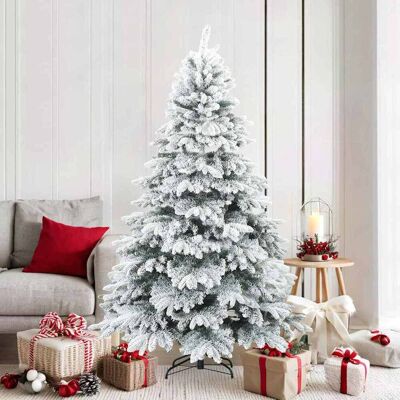 vidaXL Künstlicher Scharnier-Weihnachtsbaum schneebedeckt Weiß 180 cm - Weiß vidaXL Künstlicher Scharnier-Weihnachtsbaum schneebedeckt Weiß 180 cm - Weiß