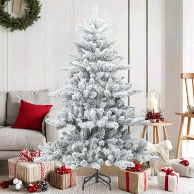 vidaXL Künstlicher Scharnier-Weihnachtsbaum schneebedeckt Weiß 150 cm - Weiß vidaXL Künstlicher Scharnier-Weihnachtsbaum schneebedeckt Weiß 150 cm - Weiß