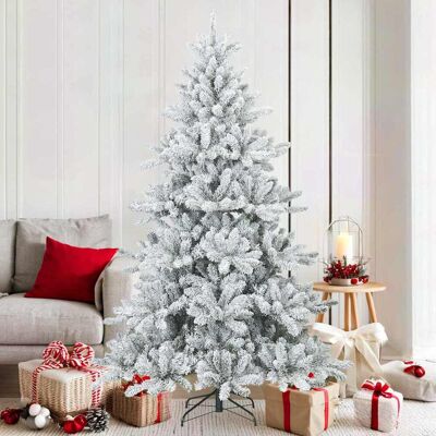 vidaXL Künstlicher Scharnier-Weihnachtsbaum schneebedeckt Weiß 180 cm - Weiß vidaXL Künstlicher Scharnier-Weihnachtsbaum schneebedeckt Weiß 180 cm - Weiß
