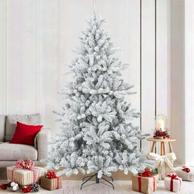 vidaXL Künstlicher Scharnier-Weihnachtsbaum schneebedeckt Weiß 210 cm - Weiß vidaXL Künstlicher Scharnier-Weihnachtsbaum schneebedeckt Weiß 210 cm - Weiß