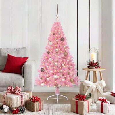 vidaXL Künstlicher vorbeleuchteter Weihnachtsbaum Rosa 150 cm PVC - Rosa vidaXL Künstlicher vorbeleuchteter Weihnachtsbaum Rosa 150 cm PVC - Rosa