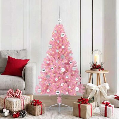vidaXL Künstlicher vorbeleuchteter Weihnachtsbaum Rosa 150 cm PVC - Rosa vidaXL Künstlicher vorbeleuchteter Weihnachtsbaum Rosa 150 cm PVC - Rosa