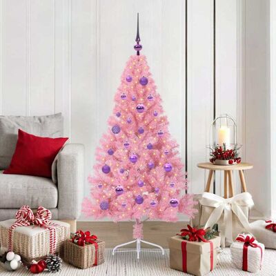 vidaXL Künstlicher vorbeleuchteter Weihnachtsbaum Rosa 150 cm PVC - Rosa vidaXL Künstlicher vorbeleuchteter Weihnachtsbaum Rosa 150 cm PVC - Rosa