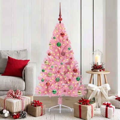 vidaXL Künstlicher vorbeleuchteter Weihnachtsbaum Rosa 150 cm PVC - Rosa vidaXL Künstlicher vorbeleuchteter Weihnachtsbaum Rosa 150 cm PVC - Rosa
