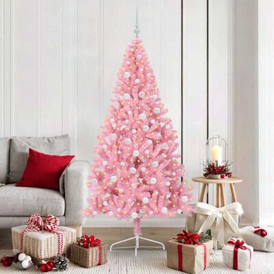 vidaXL Künstlicher vorbeleuchteter Weihnachtsbaum Rosa 180 cm PVC - Rosa vidaXL Künstlicher vorbeleuchteter Weihnachtsbaum Rosa 180 cm PVC - Rosa