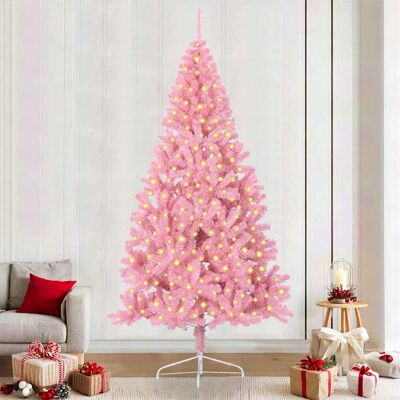 vidaXL Künstlicher vorbeleuchteter Weihnachtsbaum Rosa 240 cm PVC - Rosa vidaXL Künstlicher vorbeleuchteter Weihnachtsbaum Rosa 240 cm PVC - Rosa