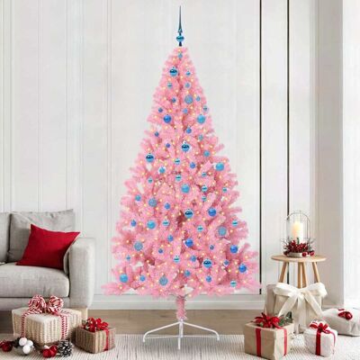 vidaXL Künstlicher vorbeleuchteter Weihnachtsbaum Rosa 240 cm PVC - Rosa vidaXL Künstlicher vorbeleuchteter Weihnachtsbaum Rosa 240 cm PVC - Rosa