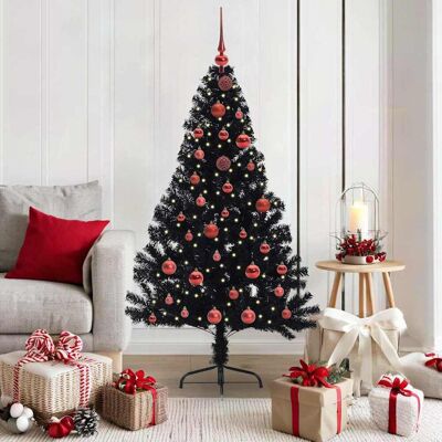 vidaXL Künstlicher vorbeleuchteter Weihnachtsbaum Schwarz 150 cm PVC - Schwarz vidaXL Künstlicher vorbeleuchteter Weihnachtsbaum Schwarz 150 cm PVC - Schwarz