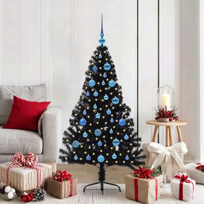 vidaXL Künstlicher vorbeleuchteter Weihnachtsbaum Schwarz 150 cm PVC - Schwarz vidaXL Künstlicher vorbeleuchteter Weihnachtsbaum Schwarz 150 cm PVC - Schwarz