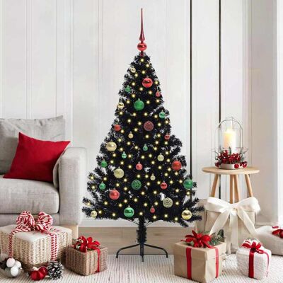 vidaXL Künstlicher vorbeleuchteter Weihnachtsbaum Schwarz 150 cm PVC - Schwarz vidaXL Künstlicher vorbeleuchteter Weihnachtsbaum Schwarz 150 cm PVC - Schwarz
