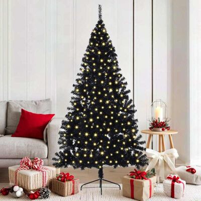 vidaXL Künstlicher vorbeleuchteter Weihnachtsbaum Schwarz 180 cm PVC - Schwarz vidaXL Künstlicher vorbeleuchteter Weihnachtsbaum Schwarz 180 cm PVC - Schwarz