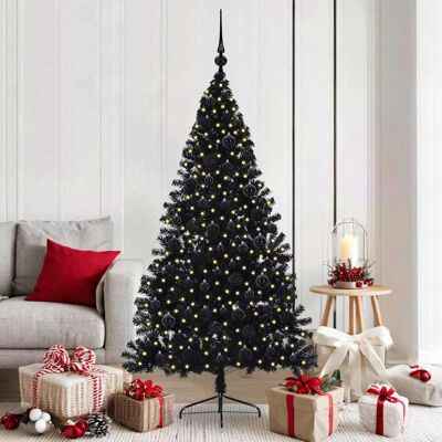 vidaXL Künstlicher vorbeleuchteter Weihnachtsbaum Schwarz 180 cm PVC - Schwarz vidaXL Künstlicher vorbeleuchteter Weihnachtsbaum Schwarz 180 cm PVC - Schwarz