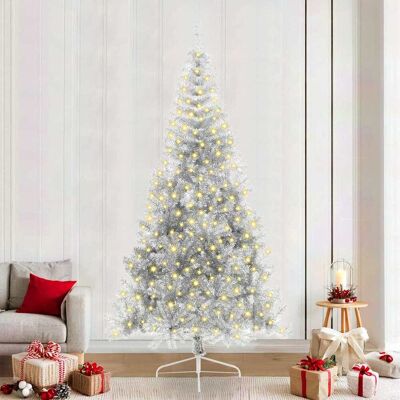 vidaXL Künstlicher vorbeleuchteter Weihnachtsbaum Silber 240 cm PET - Silber vidaXL Künstlicher vorbeleuchteter Weihnachtsbaum Silber 240 cm PET - Silber