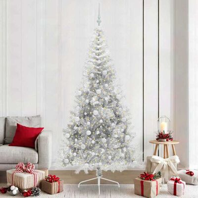 vidaXL Künstlicher vorbeleuchteter Weihnachtsbaum Silber 240 cm PET - Silber vidaXL Künstlicher vorbeleuchteter Weihnachtsbaum Silber 240 cm PET - Silber