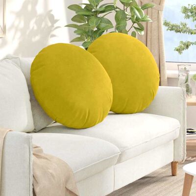vidaXL Sitzkissen 2 pcs Gelb Ø 80 x 29 cm Samt - Gelb vidaXL Sitzkissen 2 pcs Gelb Ø 80 x 29 cm Samt - Gelb