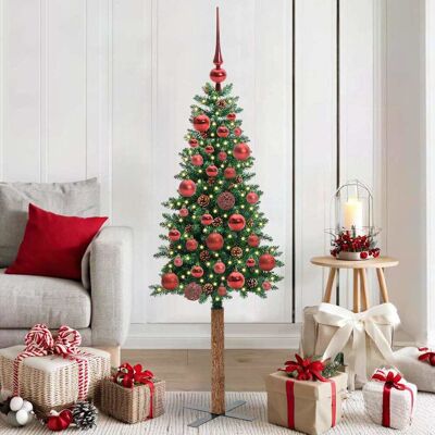 vidaXL Schlanker Weihnachtsbaum mit 150 LEDs mit Ständer Grün 150 cm - Grün vidaXL Schlanker Weihnachtsbaum mit 150 LEDs mit Ständer Grün 150 cm - Grün