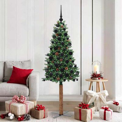 vidaXL Schlanker Weihnachtsbaum mit 300 LEDs mit Ständer Grün 180 cm - Grün vidaXL Schlanker Weihnachtsbaum mit 300 LEDs mit Ständer Grün 180 cm - Grün