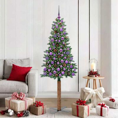 vidaXL Schlanker Weihnachtsbaum mit 300 LEDs mit Ständer Grün 180 cm - Grün vidaXL Schlanker Weihnachtsbaum mit 300 LEDs mit Ständer Grün 180 cm - Grün