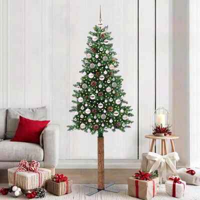 vidaXL Schlanker Weihnachtsbaum mit 300 LEDs mit Ständer Grün 210 cm - Grün vidaXL Schlanker Weihnachtsbaum mit 300 LEDs mit Ständer Grün 210 cm - Grün