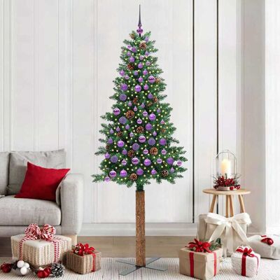 vidaXL Schlanker Weihnachtsbaum mit 300 LEDs mit Ständer Grün 210 cm - Grün vidaXL Schlanker Weihnachtsbaum mit 300 LEDs mit Ständer Grün 210 cm - Grün