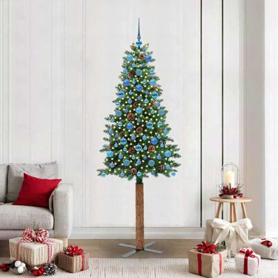 vidaXL Schlanker Weihnachtsbaum mit 300 LEDs mit Ständer Grün 210 cm - Grün vidaXL Schlanker Weihnachtsbaum mit 300 LEDs mit Ständer Grün 210 cm - Grün