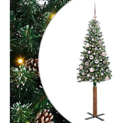 vidaXL Schlanker Weihnachtsbaum mit 150 LEDs mit Ständer Grün 150 cm - Grün vidaXL Schlanker Weihnachtsbaum mit 150 LEDs mit Ständer Grün 150 cm - Grün