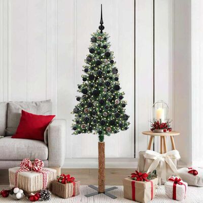 vidaXL Schlanker Weihnachtsbaum mit 300 LEDs mit Ständer Grün 180 cm - Grün vidaXL Schlanker Weihnachtsbaum mit 300 LEDs mit Ständer Grün 180 cm - Grün