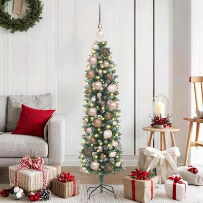 vidaXL Künstlicher schlanker Weihnachtsbaum Grün und Weiß 120 cm - Grün vidaXL Künstlicher schlanker Weihnachtsbaum Grün und Weiß 120 cm - Grün