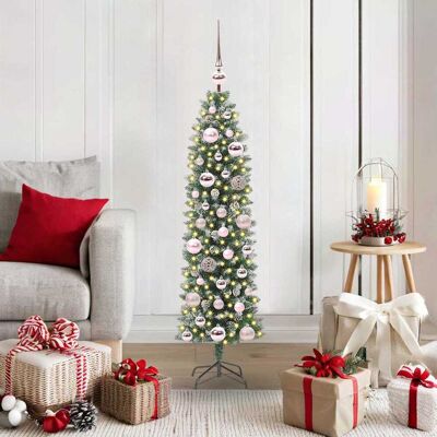 vidaXL Künstlicher schlanker Weihnachtsbaum Grün und Weiß 120 cm - Grün vidaXL Künstlicher schlanker Weihnachtsbaum Grün und Weiß 120 cm - Grün