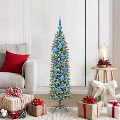 vidaXL Künstlicher schlanker Weihnachtsbaum Grün und Weiß 120 cm - Grün vidaXL Künstlicher schlanker Weihnachtsbaum Grün und Weiß 120 cm - Grün