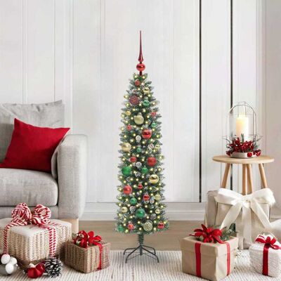 vidaXL Künstlicher schlanker Weihnachtsbaum Grün und Weiß 120 cm - Grün vidaXL Künstlicher schlanker Weihnachtsbaum Grün und Weiß 120 cm - Grün