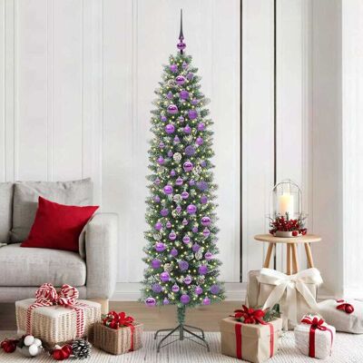 vidaXL Künstlicher schlanker Weihnachtsbaum Grün und Weiß 180 cm - Grün vidaXL Künstlicher schlanker Weihnachtsbaum Grün und Weiß 180 cm - Grün