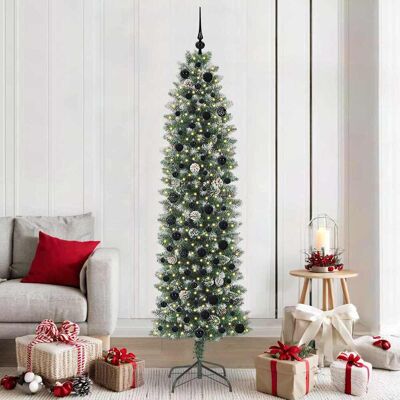 vidaXL Künstlicher schlanker Weihnachtsbaum Grün und Weiß 210 cm - Grün vidaXL Künstlicher schlanker Weihnachtsbaum Grün und Weiß 210 cm - Grün