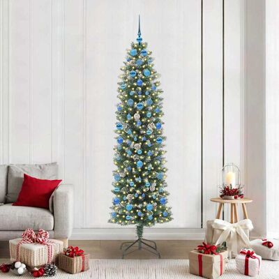 vidaXL Künstlicher schlanker Weihnachtsbaum Grün und Weiß 210 cm - Grün vidaXL Künstlicher schlanker Weihnachtsbaum Grün und Weiß 210 cm - Grün