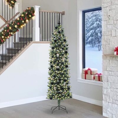 vidaXL Künstlicher schlanker Weihnachtsbaum Grün und Weiß 240 cm - Grün vidaXL Künstlicher schlanker Weihnachtsbaum Grün und Weiß 240 cm - Grün