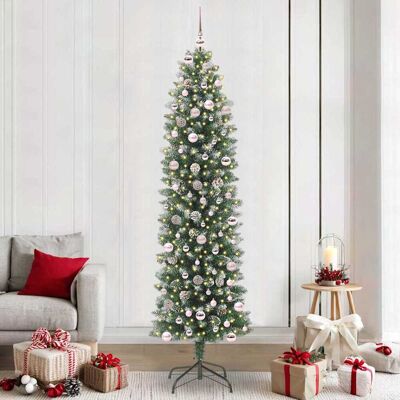 vidaXL Künstlicher schlanker Weihnachtsbaum Grün und Weiß 240 cm - Grün vidaXL Künstlicher schlanker Weihnachtsbaum Grün und Weiß 240 cm - Grün