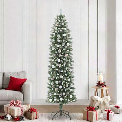 vidaXL Künstlicher schlanker Weihnachtsbaum Grün und Weiß 240 cm - Grün vidaXL Künstlicher schlanker Weihnachtsbaum Grün und Weiß 240 cm - Grün