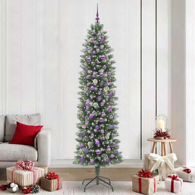 vidaXL Künstlicher schlanker Weihnachtsbaum Grün und Weiß 240 cm - Grün vidaXL Künstlicher schlanker Weihnachtsbaum Grün und Weiß 240 cm - Grün